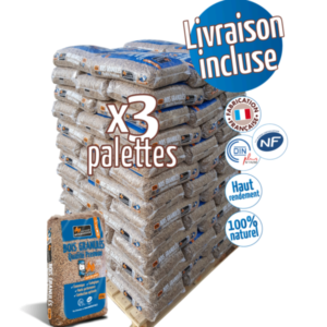Palette de granulés Woodstock × 3 (198 sacs) de 15 kg