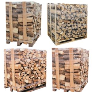 4 palettes (2 chêne blanc + 2 hêtre/charme) – bûches de 40 cm