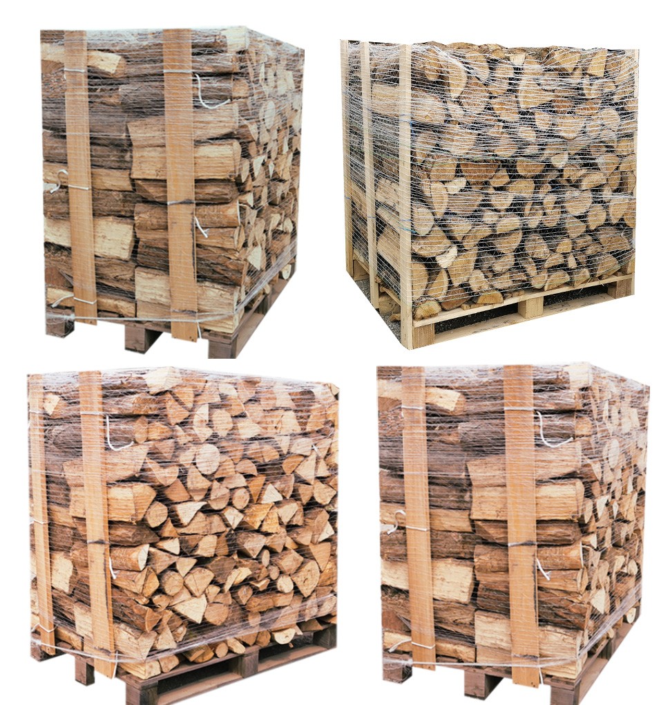 4 palettes (2 chêne blanc + 2 hêtre/charme) – bûches de 40 cm