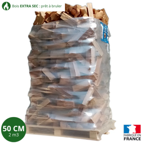 Bois de chauffage – 50 cm – ballot sur palette – 2 m3 – Extra Sec