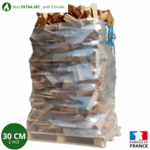 Bois de chauffage - 30 cm - ballot sur palette - 2 m3 - Extra Sec