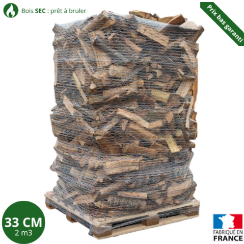 Bois de chauffage – 33 cm – ballot sur palette – 2 m3
