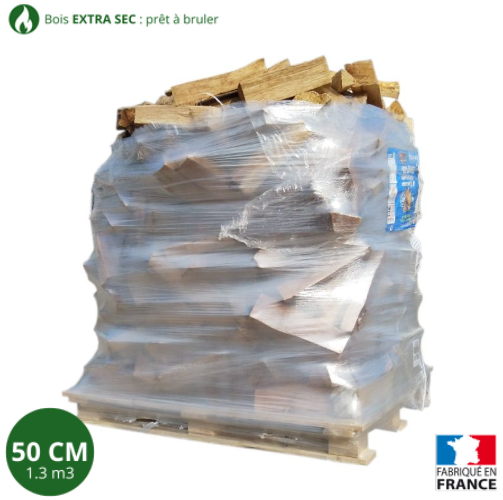 Bois de chauffage – 50 cm – ballot sur palette – 1.3 m3 – Extra Sec