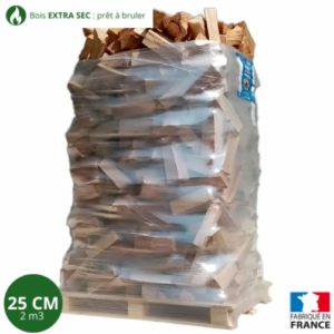 Bois de chauffage - 25 cm - ballot sur palette - 2 m3 - Extra Sec